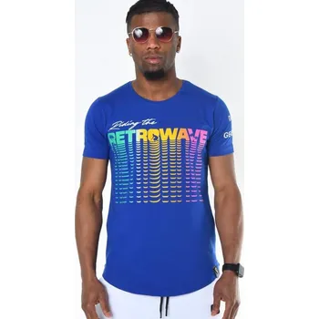 Pánské tričko Pánské tričko krátký rukáv RETROWAVE modré, VELIKOST S