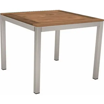Jídelní stůl Stern Jídelní stůl Classic, Stern, čtvercový 80x80x73 cm, profil nohou čtvercový, rám nerezová ocel, deska teak