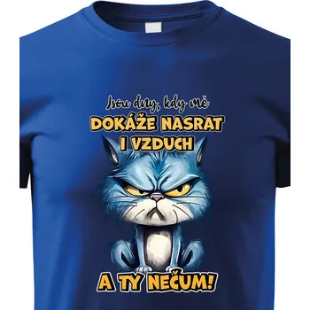 Chlapecké tričko Dětské tričko Kočka - Jsou dny, kdy mě dokáže nasrat i vzduch a ty nečum, Barva Modrá, Velikost 146 cm/10 roků, Canvas Dětské tričko 2654
