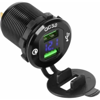 Nabíječka PeiYing 2xUSB Quick Charge autonabíječka s měřičem napětí