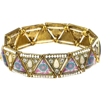 Náramek Kovový náramek zdobené trojúhelníčky - více barev Bílá