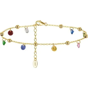 Náramek Stříbrný zlacený náramek na kotník s barevnými zirkony 21-25 cm SVLB0425XK1GO24