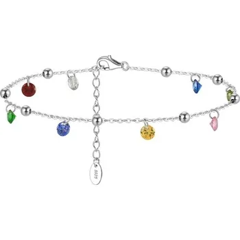 Náramek Stříbrný náramek na kotník s barevnými zirkony 21-25 cm SVLB0425XK1BA24