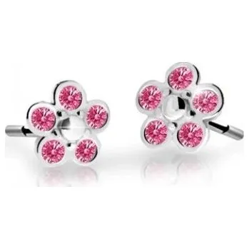 Náušnice Cutie Jewellery Dětské kytičkové náušnice z bílého zlata C2744-30-X-2 fuchsiová + 2 měsíce na vrácení zboží