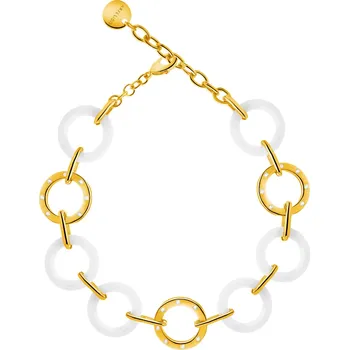 Náramek Pozlacený náramek z mosazi s keramikou a zirkony - AR537-4661