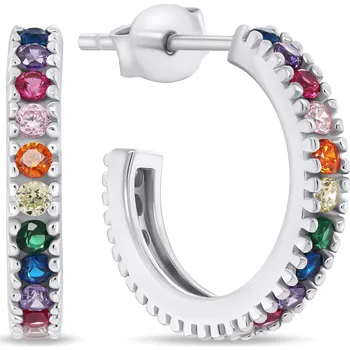 Náušnice Brilio Silver Kruhové stříbrné náušnice s barevnými zirkony EA792W + 2 měsíce na vrácení zboží