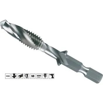 Závitořezný nástroj Ruko 270015 - Závitník maticový metrický M 4 s vrtákem, délka 54 mm, upínací stopka Bit 1/4", Long HSS