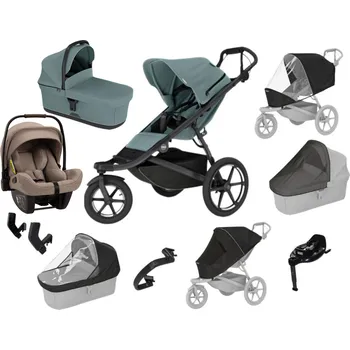 Kočárek Luxusní set Thule Urban Glide 3 Mid blue + korba mid blue + pláštěnka + moskytiéra + madlo + pláštěnka + moskytiéra + PIPA™ next cedar