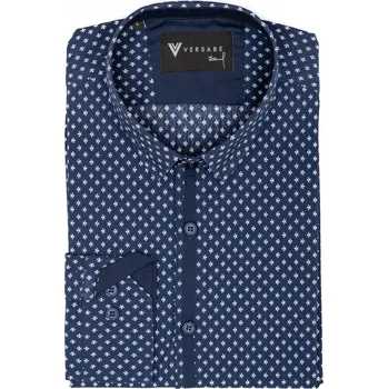 Pánská košile Pánská košile VS-PK-1906 tmavě modrá s barokním vzorem, VELIKOST XL