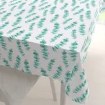 Teflonový obdélníkový ubrus TF-089 Tyrkysové listy eukalyptu na bílém 100x160 cm