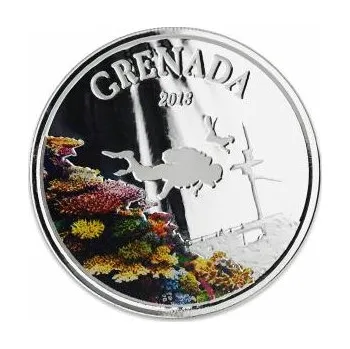 Sběratelství 1 unce stříbrná mince EC8 Grenada - Diving Paradise 2018 - coloriert