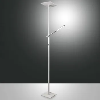Lampička Fabas Luce Ideální stojací lampa LED s ramenem na čtení, bílá - Základna - délka 23 cm, šířka 23 cm; hlava - délka 23 cm, šířka 23 cm; délka čtecího ramene 46 cm 1 x 40 W LED + 1 x 8 W LED - Doprava zdarma