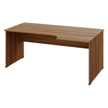 Psací stůl ERL 28 - 186 stůl kancelářský, rohový, pravý, dřevěná podnož, deska 25 mm, široký 1800 mm, ořech světlý