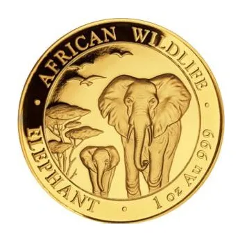 1 unce zlatá mince Somálsko slon 2015