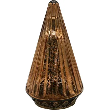 Vánoční stromek Měděný skleněný dekorační svítící stromek LED Tree - Ø 11*19 cm