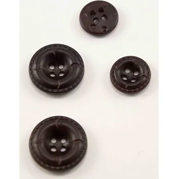 Knoflík Dírkový knoflík - hnědý - imitace kůže - průměr 2 cm