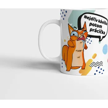 Hrnek Nejdřív kávička potom prácička - Žlutá