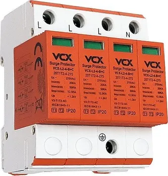 svodič přepětí VCX Přepěťová ochrana AC třída T1T2 (B+C) 4P L2 RED s jiskřičem