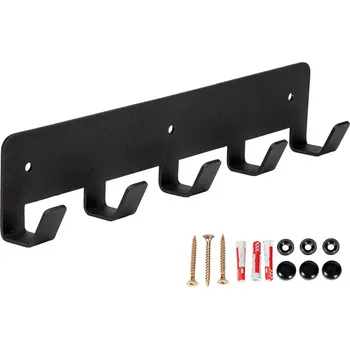 Věšák Klasický kovový ramínko na šaty, černé matné, loft, 5 háčků