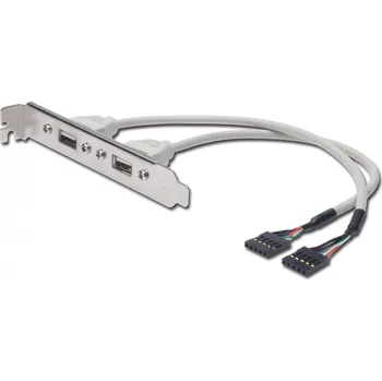 Datový kabel Digitus záslepka slotu s 2 USB porty + kabel 2x5pin 0,25m