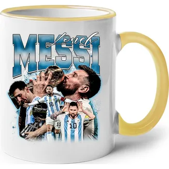 Keramický hrnek Lionel Messi - Argentina, Barva Žlutá, Velikost 330 ml, Canvas Keramický hrnek s barevným uchem Bezvatriko.cz 2660