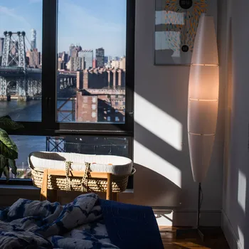 Lampička Foscarini Havana stojací lampa se stmívačem, bílá - délka napájecího vedení 200 cm; výška stínidla 130 cm hliník, bílý 1 x 150 W - Doprava zdarma