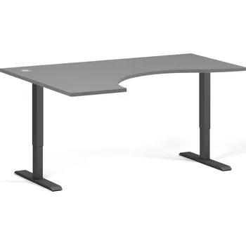 B2B Partner Ergonomický výškově nastavitelný stůl, 160x120 cm, 1 motor, L/P, černá podnož, grafit
