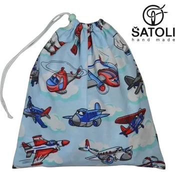 Školní sáček Šatoli.cz Bavlněný pytlík na bačkory Letadla
