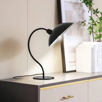 Lampička Stolní lampa Lucande Arvadon, černá, kov, výška 42,75 cm - Základna - Ø 16 cm, výška 0,5 cm; stínítko - Ø 25 cm, výška 7 cm; délka kabelu 160 cm lesklá černá, bílá 1 x 10 W LED - Doprava zdarma