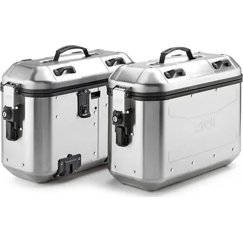 Zavazadlo na motocykl Kufr GIVI Dolomiti 36 Trekker hliníkový stříbrný (boční), objem 2x36 ltr. Levý + pravý DLMK36APACK2