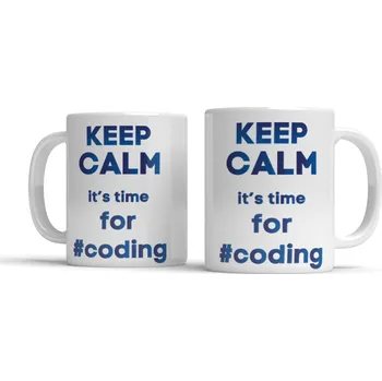Hrnek Keep Calm it's time for coding - Červená