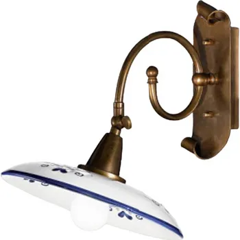 Lampička Cremasco Nástěnné světlo Bassano, detaily modré bílá, mosaz 1 x 60 W - Doprava zdarma