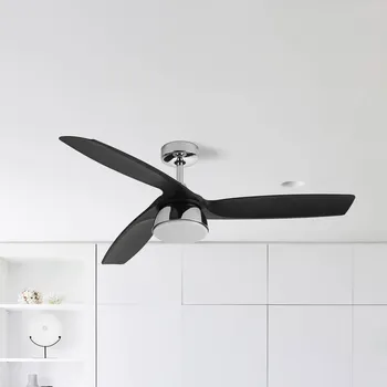 Lampička Beacon Lighting Stropní ventilátor Beacon LED Bronx DC motor tichý 132 cm CCT černá, chrom 1 x 18 W LED - Doprava zdarma