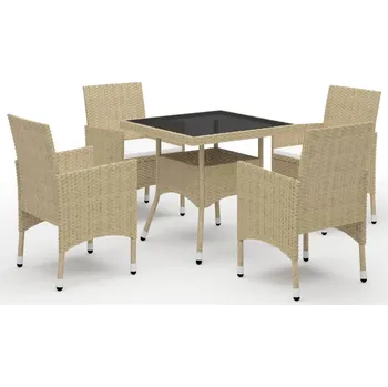 Petrashop 5dílný zahradní jídelní set polyratan a sklo béžový Béžová3058320