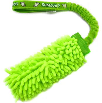 Hračka pro psa Pamlskový Ráj Přetahovadlo pro psa – mop s amortizérem – Samojed žlutozelená