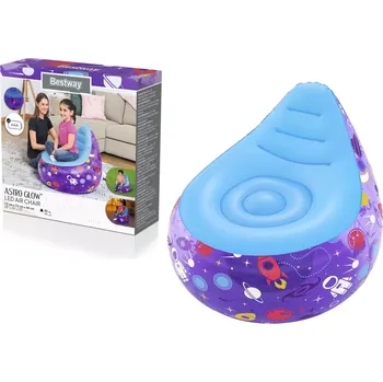 Dětské nafukovací křeslo s LED kosmos Bestway, fialové, 72 × 72 × 64 cm