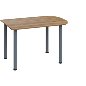 Stolová podnož EJ 28 - 12 přístavba jednací, kovová podnož stříbrná, síla desky 25 mm, široká 1200 mm, ořech světlý