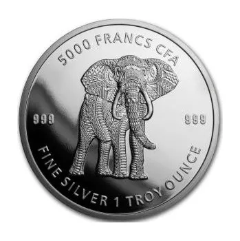 1 unce stříbrná mince Čadská republika Mandala slon 2019
