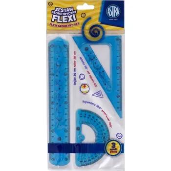 pravítka ASTRA FLEXI Geometrická sada (úhloměr, trojúhelník, rovné pravítko), mix barev, 424120001