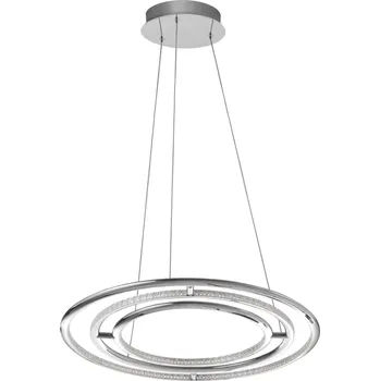 Nova Luce Jemné závěsné svítidlo Livorno poseté LED krystaly - pr. 600 x 1200 mm, 55 W, 3900 lm, chrom, tři prstence NV 8107401
