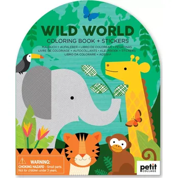 omalovánky Petit Collage Omalovánka se samolepkami divoká zvířata