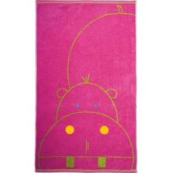 Osuška SCANquilt plážová osuška VELUR hippo-2 růžová 70 x 125 cm