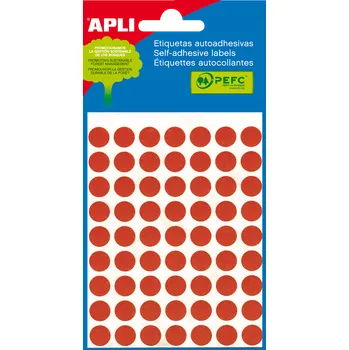 Samolepící etiketa Apli Apli, samolepicí etikety kolečko průměr 10 mm, 3150 ks Barva: Červená
