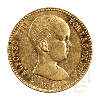 20 Pesetas zlatá mince Spanien Alfonso XIII 1887 (1962)