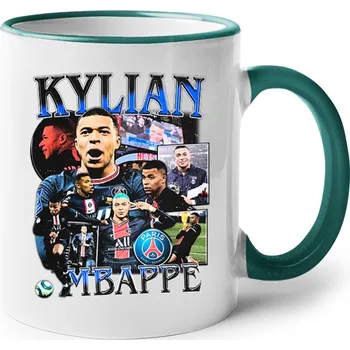 Keramický hrnek Mbappé, Barva Zelená, Velikost 330 ml, Canvas Keramický hrnek s barevným uchem Bezvatriko.cz 2662