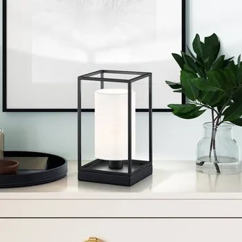 Lampička FISCHER & HONSEL Stolní lampa Gilli, černá/bílá, len, kov, výška 29 cm černá, bílá 1 x 25 W - Doprava zdarma