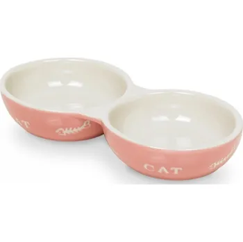 Miska pro psa Nobby Cat keramická dvojmiska 22 cm růžová