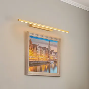 Lampička Quitani Talon LED obrazové svítidlo mosazné eloxované - Nástěnný držák – šířka 40 cm, výška 4 cm, výsuv 5 cm matný mosaz LED 24 W celkem - Doprava zdarma