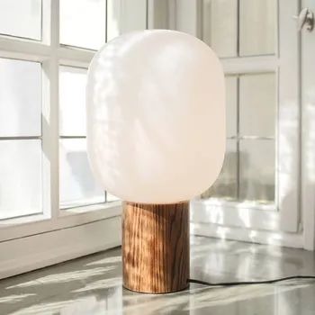 Lampička Markslöjd Stolní lampa Skene ze dřeva a skla 44cm pálené dřevo, opálová bílá 1 x 40 W - Doprava zdarma