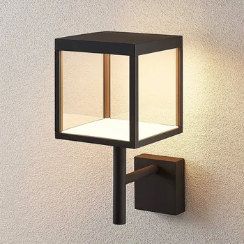 Venkovní osvětlení Lucande LED nástěnné světlo Cube, antracit, sklo, 37 cm, IP54 antracitová, čirá 1 x 8,6 W LED - Doprava zdarma